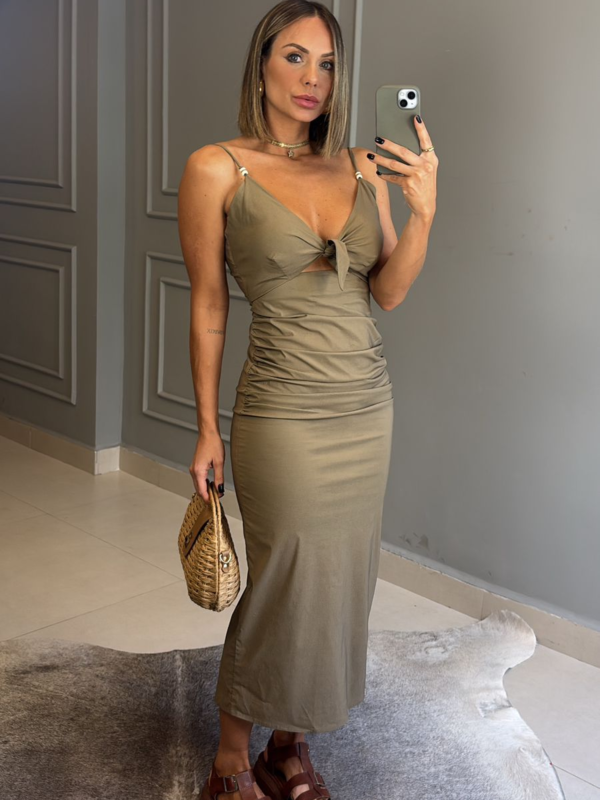 VESTIDO MIDI ABERTURA COM AMARRAÇÃO