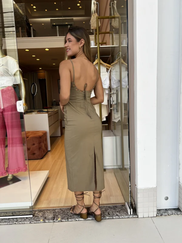 VESTIDO MIDI ABERTURA COM AMARRAÇÃO